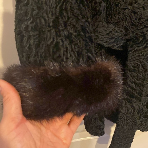 Vintage Persian lamb wool coat with mink collar & cuffs S/M - Picture 4 of 4